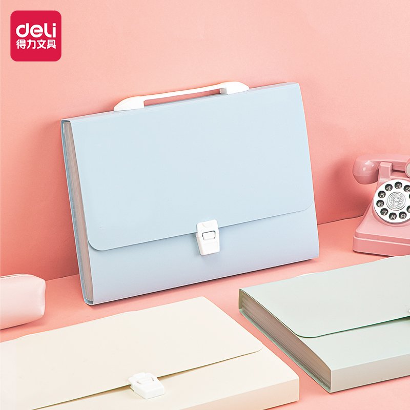 E72566 ديلي مصنف حقيبة 13 قسم - قياس A4 -مع مسكة - إغلاق بقفل - ألوان مختلفة - E72566